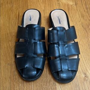 Madewell Black Leather Slide Mules